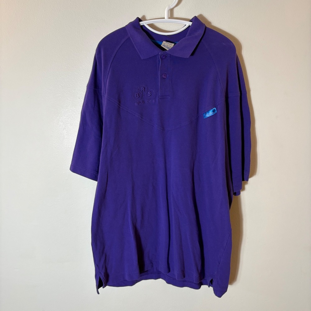 Vintage 90s Nike BRS Blue Ribbon Sports Polo Shirt Purple Embroidered Logo M